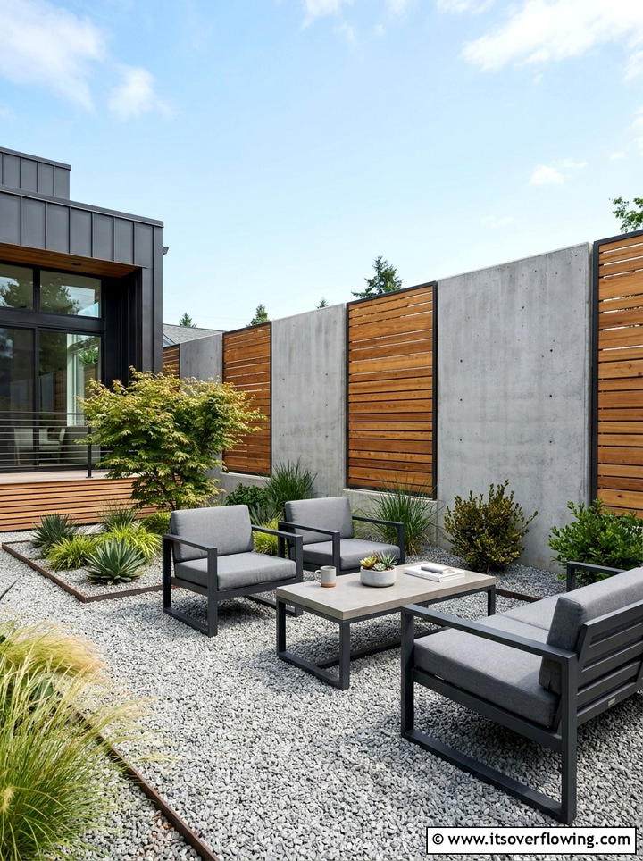 Contemporary concrete fence - 25 backyard ideas with fence