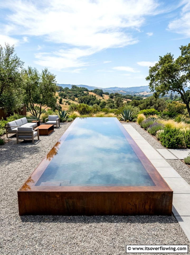 Contemporary corten steel pool - 25 garden design ideas with water features