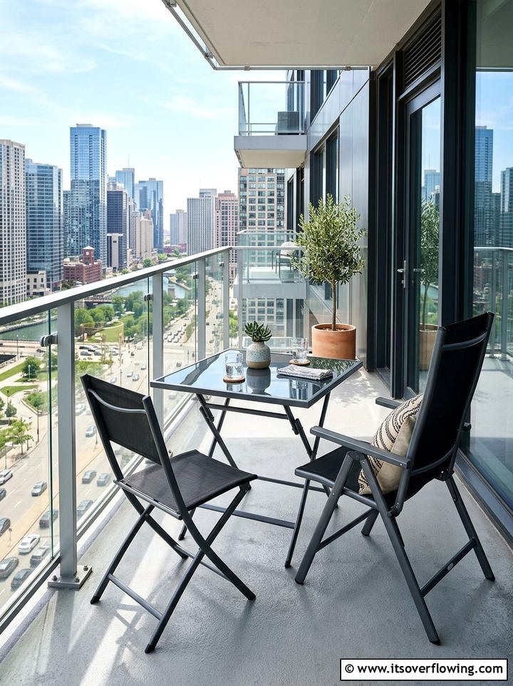 Contemporary glass balcony furniture - 25 small garden ideas with foldable seating