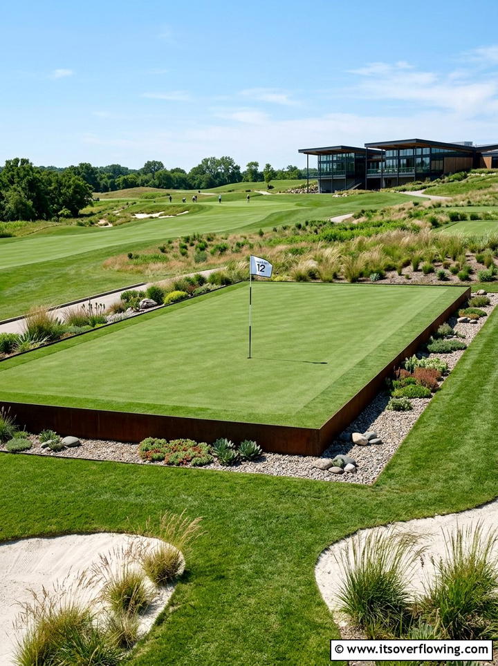 Contemporary golf green setup - 25 backyard ideas with putting green