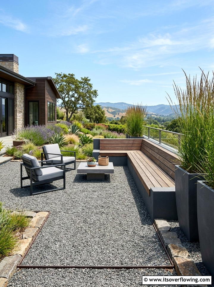 Contemporary gravel terrace - 25 garden design ideas with gravel gardens