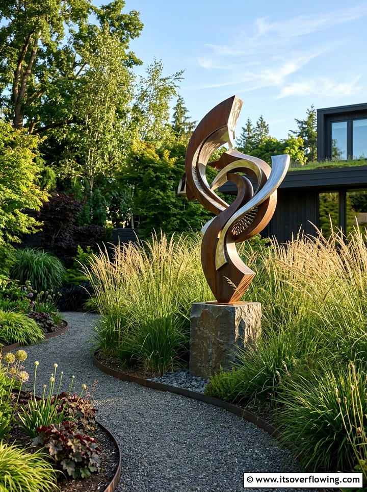 Contemporary sculpture placement - 25 garden design ideas with asymmetry