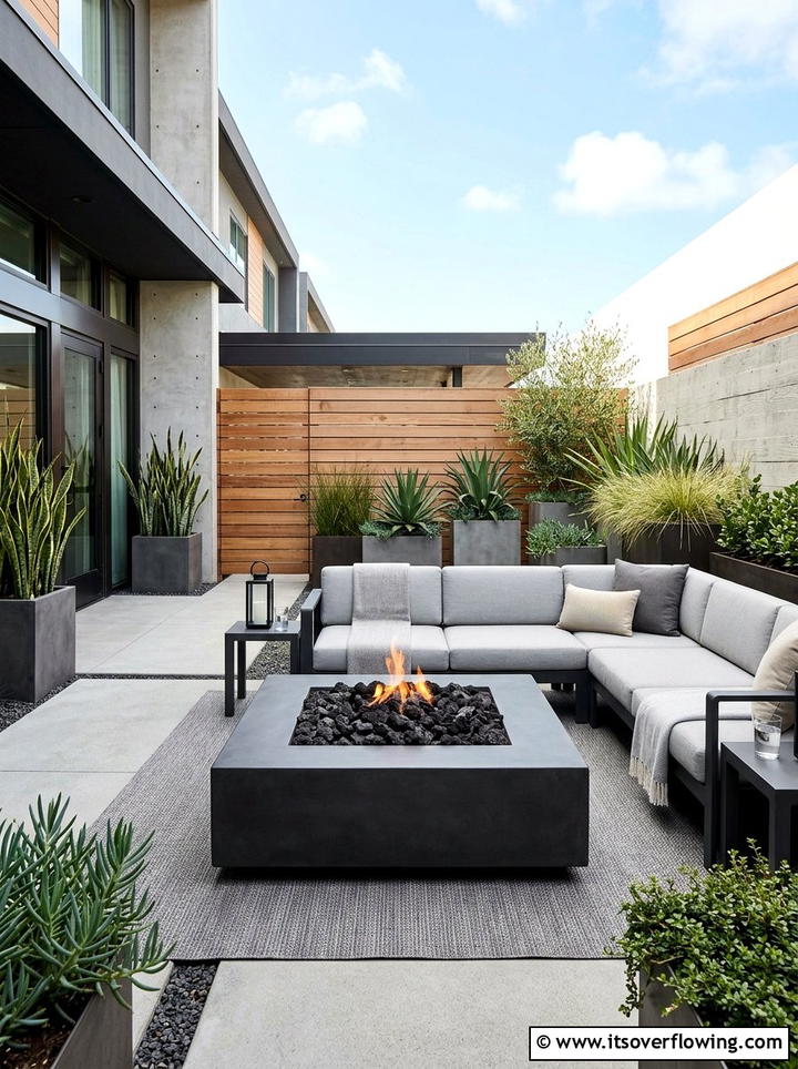 Contemporary square fire pit - 25 garden ideas with fire pit