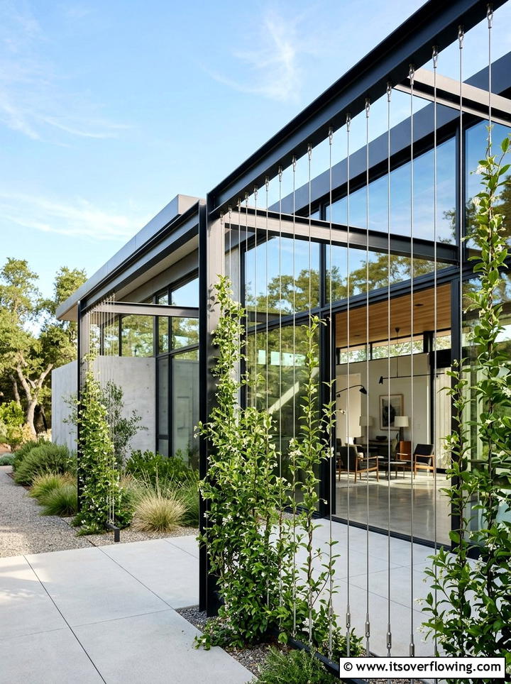 Contemporary steel trellis - 25 backyard ideas with trellis fence