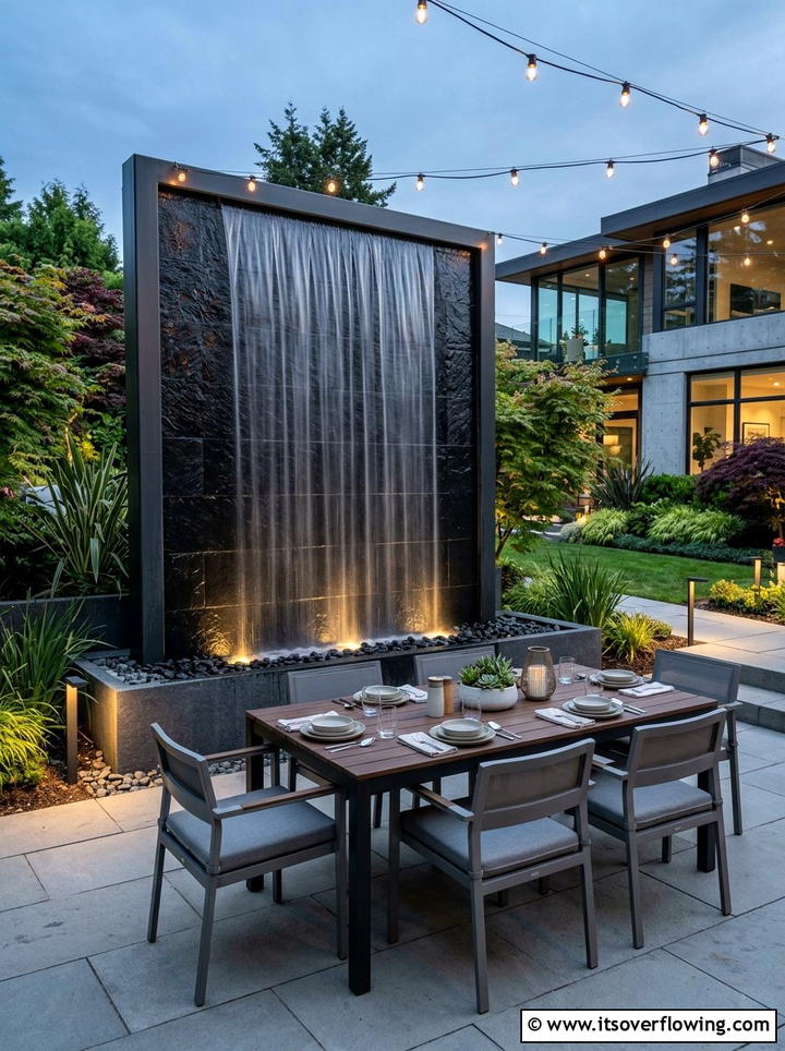 Contemporary water wall - 25 garden ideas with water features