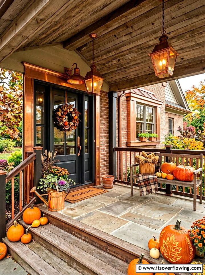 Copper Accent Porch - 25 front porch decor ideas for fall