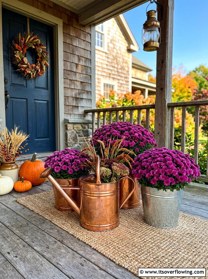 Copper Accents For Autumn Porch - 25 front porch ideas with fall decor