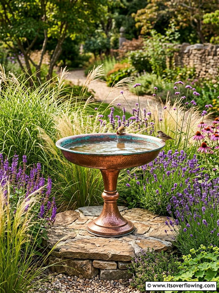 Copper Bird Bath - 25 garden ideas with bird baths