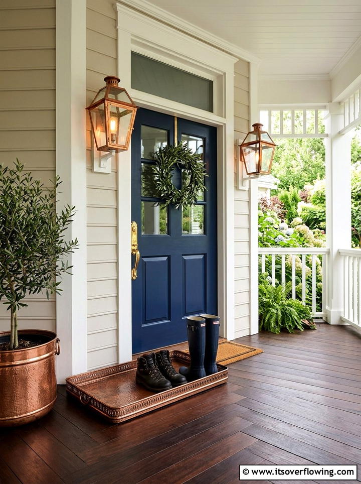 Copper Boot Tray - 25 front porch ideas with boot tray