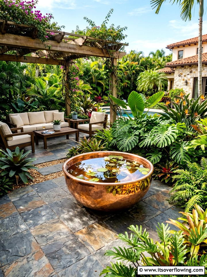 Copper Garden Water Bowl - 25 creative garden ideas with water bowls