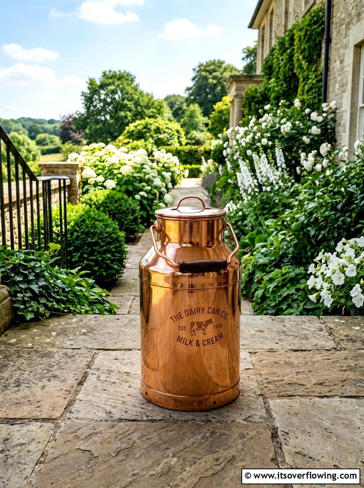 Copper Milk Can - 25 front porch decor ideas with old milk cans