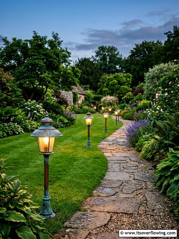 Copper Path Lights - 25 backyard decorating ideas with pathway lights