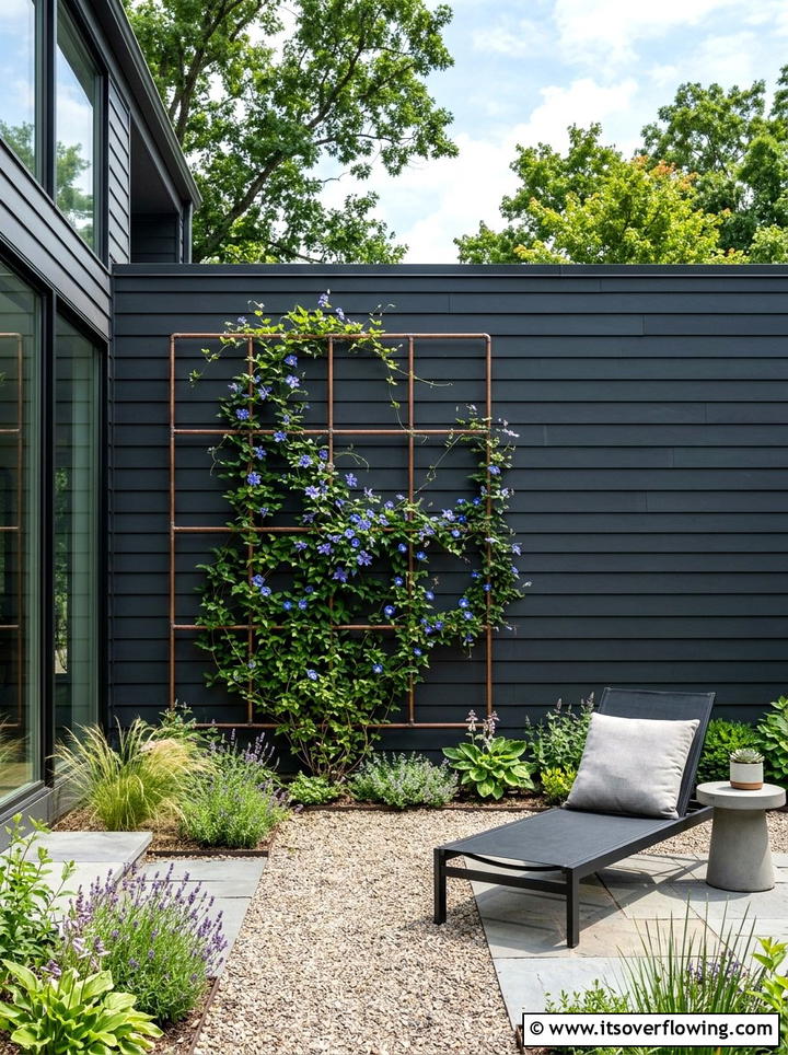 Copper Pipe Garden Trellis - 25 upcycled garden ideas with trellis walls