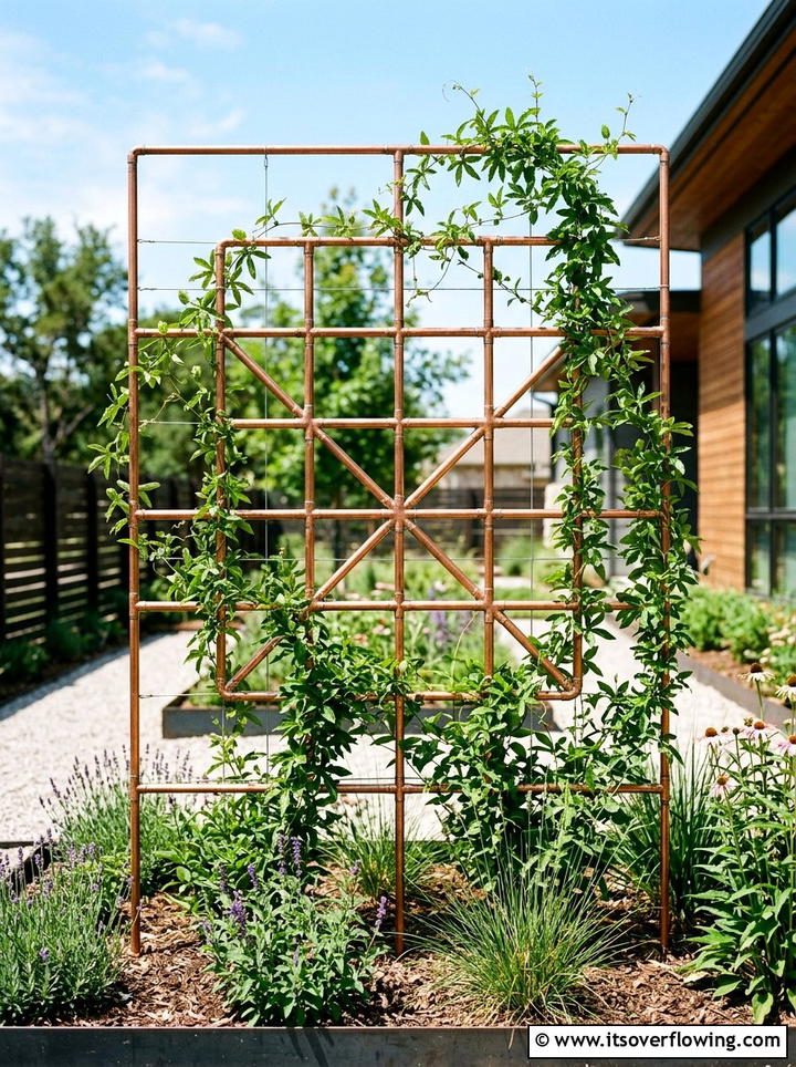 Copper Pipe Trellis - 25 garden decor ideas diy