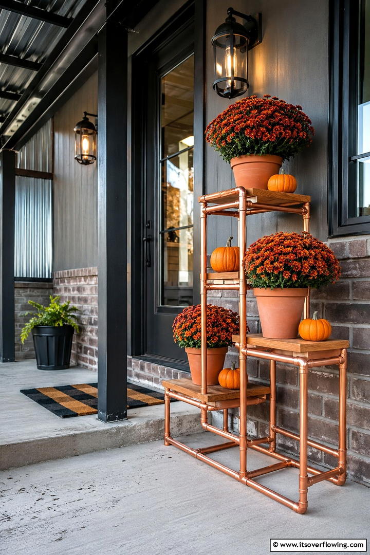 Copper Pipe and Wood Modern - 50 Modern Fall Porch Decor Ideas Roundup- Warm Welcomes