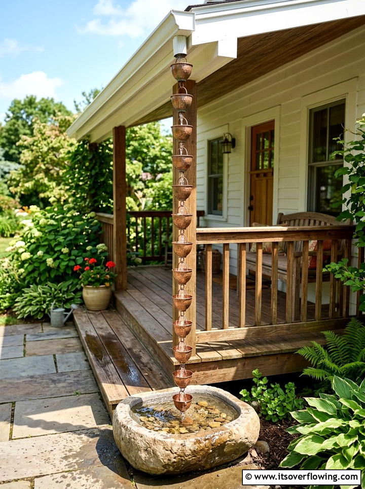 Copper Rain Chain - 25 garden decor ideas with metal art
