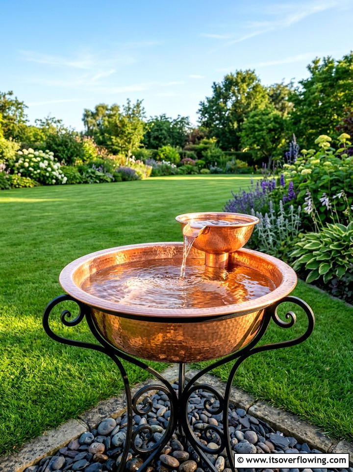 Copper bowl water feature - 25 garden decor ideas with tabletop fountains