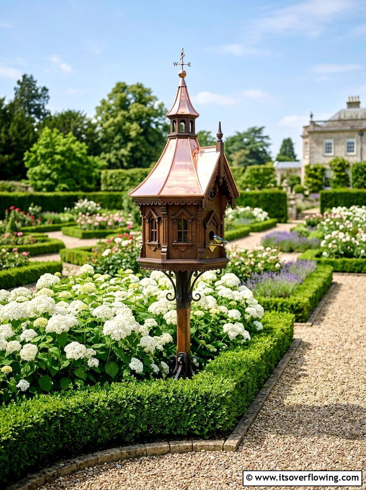 Copper roof birdhouse - 25 garden decor ideas with birdhouses