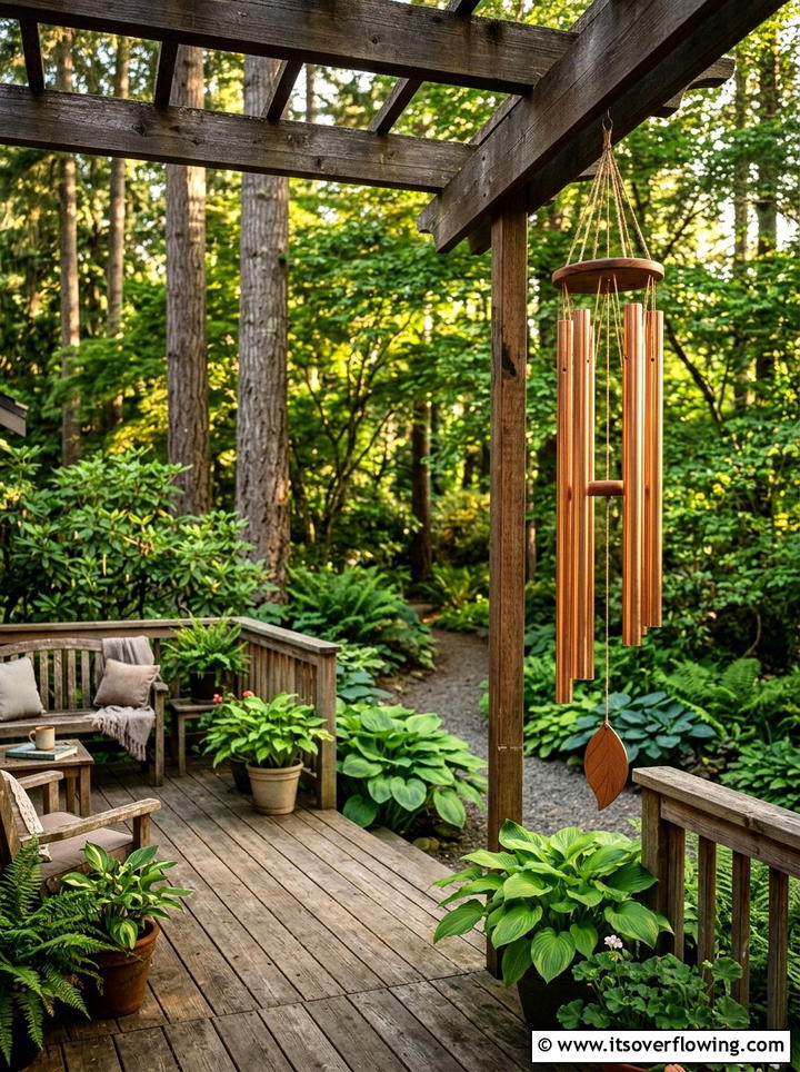 Copper wind chimes - 25 garden decor ideas with hanging decor