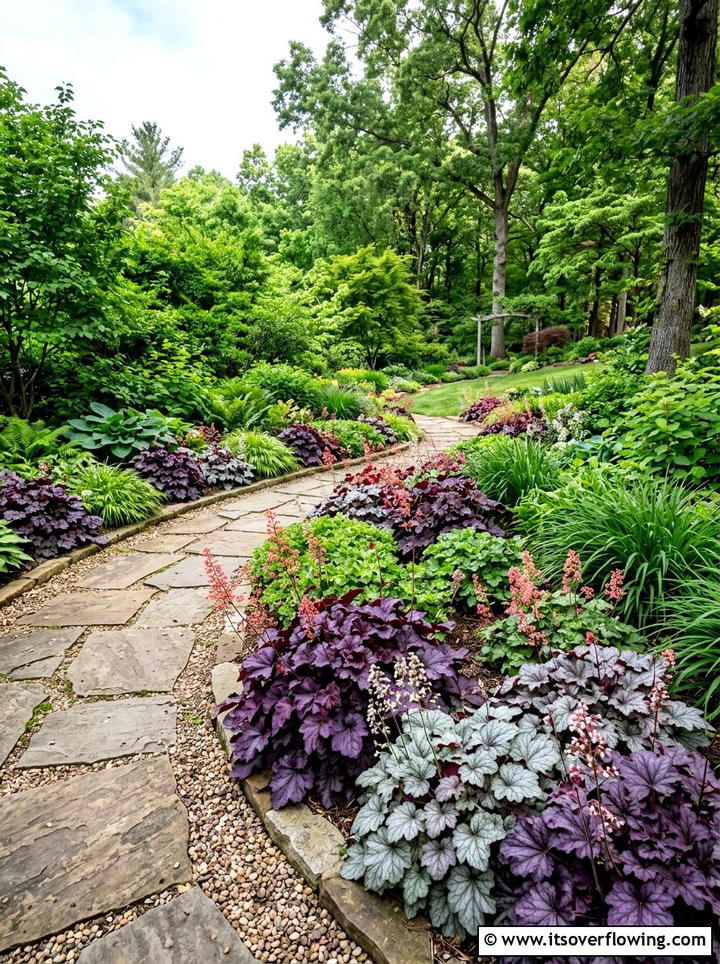 Coral Bell Garden - 25 garden design ideas with woodland plants