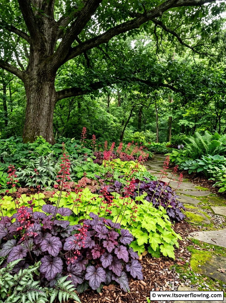 Coral bells shade garden - 25 creative garden ideas with hummingbird plants