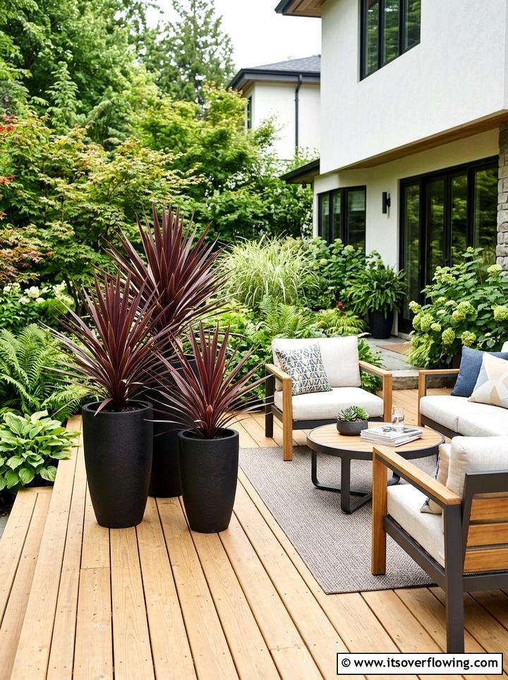 Cordyline Architectural Planter - 25 creative garden ideas with sculptural plants