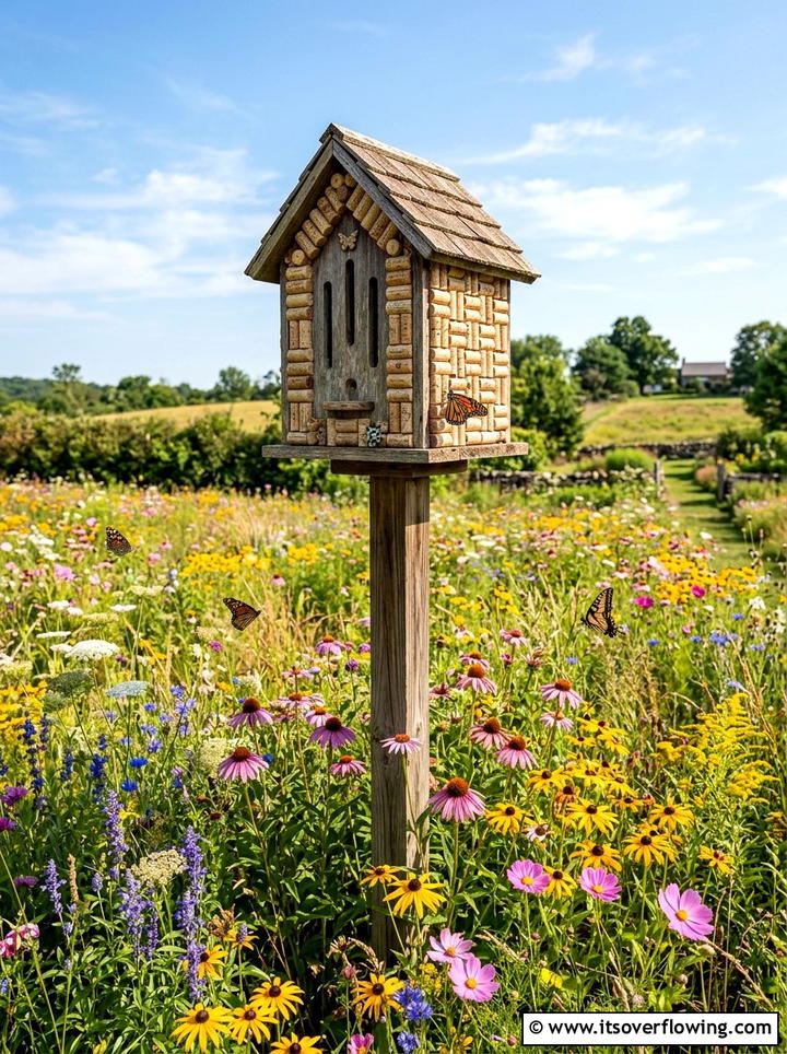 Cork butterfly house - 25 recycled garden ideas with wine corks