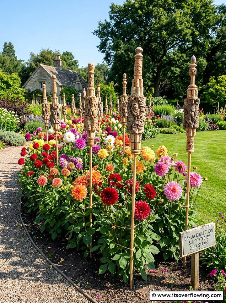 Cork garden stake - 25 recycled garden ideas with wine corks