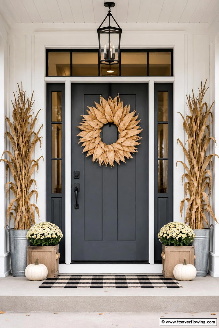Corn Husk Wreath Natural - 50 Fall Front Door Decor Ideas Roundup- Curb Appeal