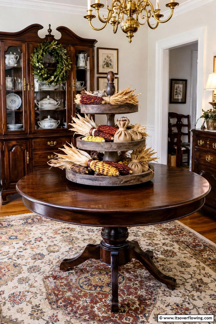 Corn and Maize Tribute - 50 Fall Tiered Tray Decor Ideas for Festive Shelves