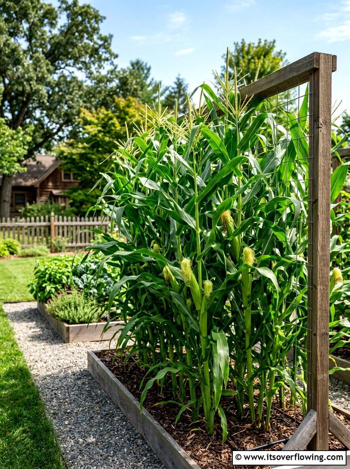 Corn stalk vertical garden - 25 cheap garden ideas with seeds