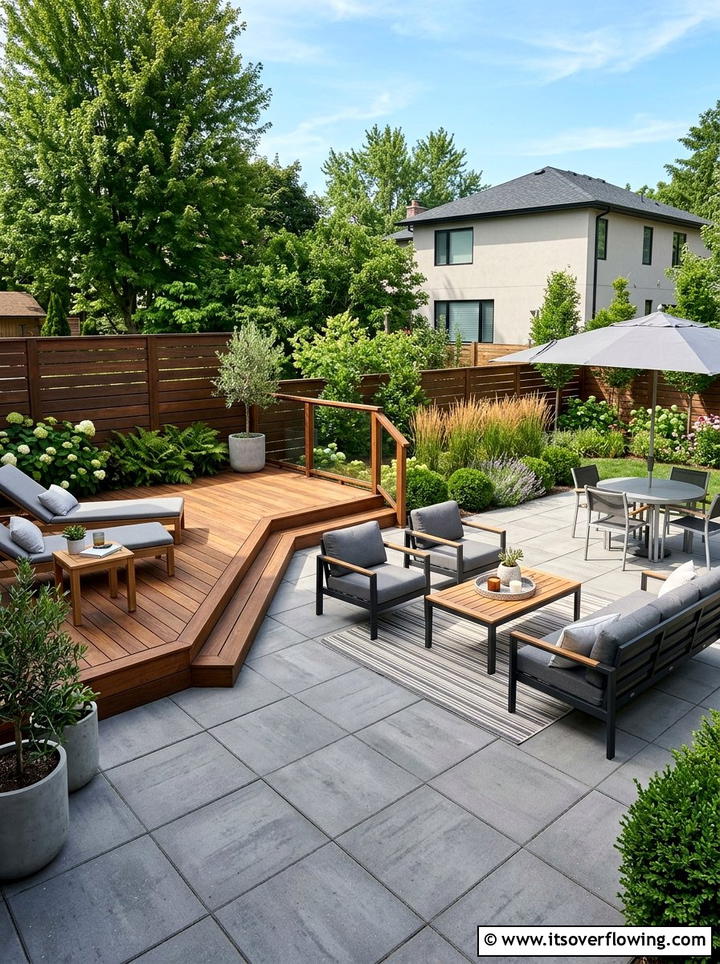 Corner Deck And Large Format Patio - 25 garden design ideas with deck and patio