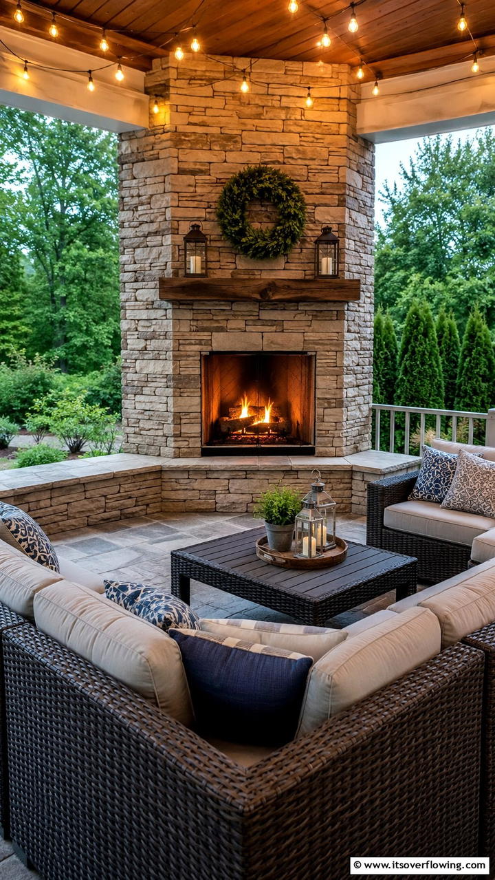 Corner Fireplace in Outdoor Living Spaces - 25 Cozy Corner Fireplace Ideas for Your Home