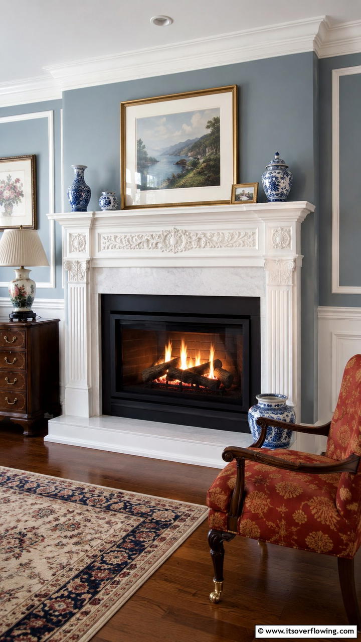 Corner Fireplace with a Mantelpiece - 25 Cozy Corner Fireplace Ideas for Your Home