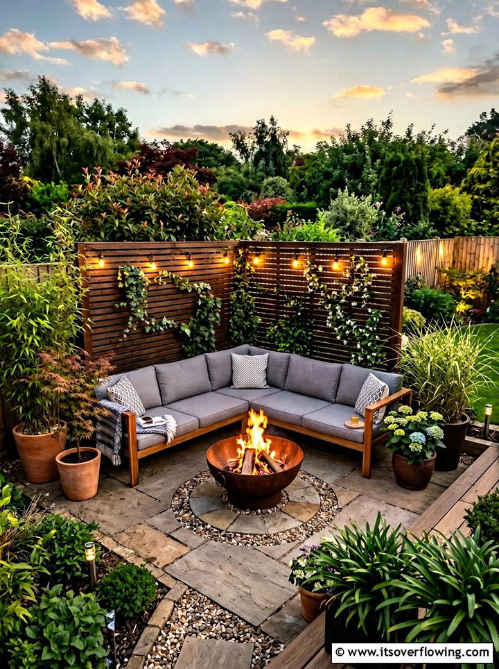 Corner Garden Fire Bowl Zone - 25 small garden ideas with fire bowl