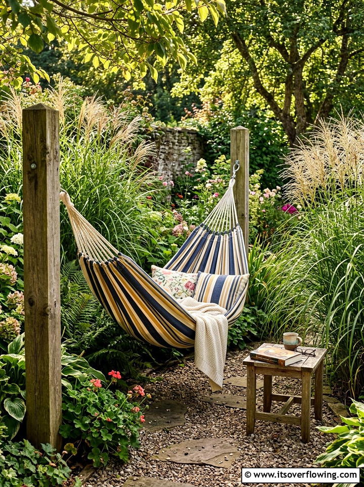 Corner Hammock Nook - 25 creative garden ideas for corners