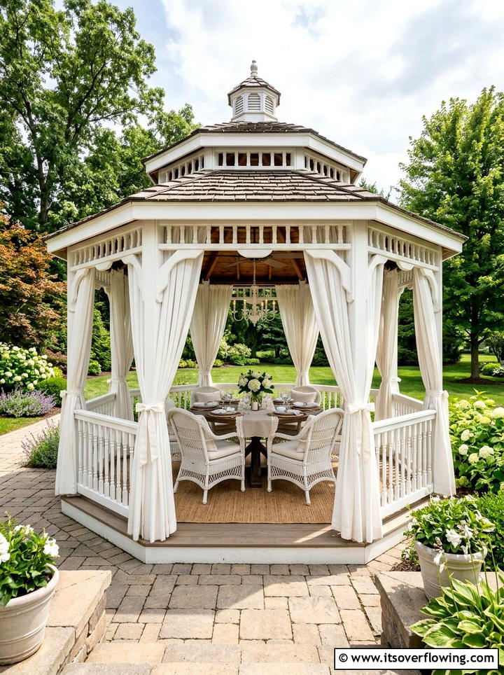 Corner Lot Gazebo With Curtains - 25 backyard ideas for corner lots