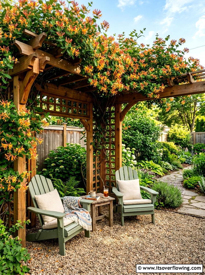 Corner Pergola With Honeysuckle - 25 garden design ideas with pergola and vines