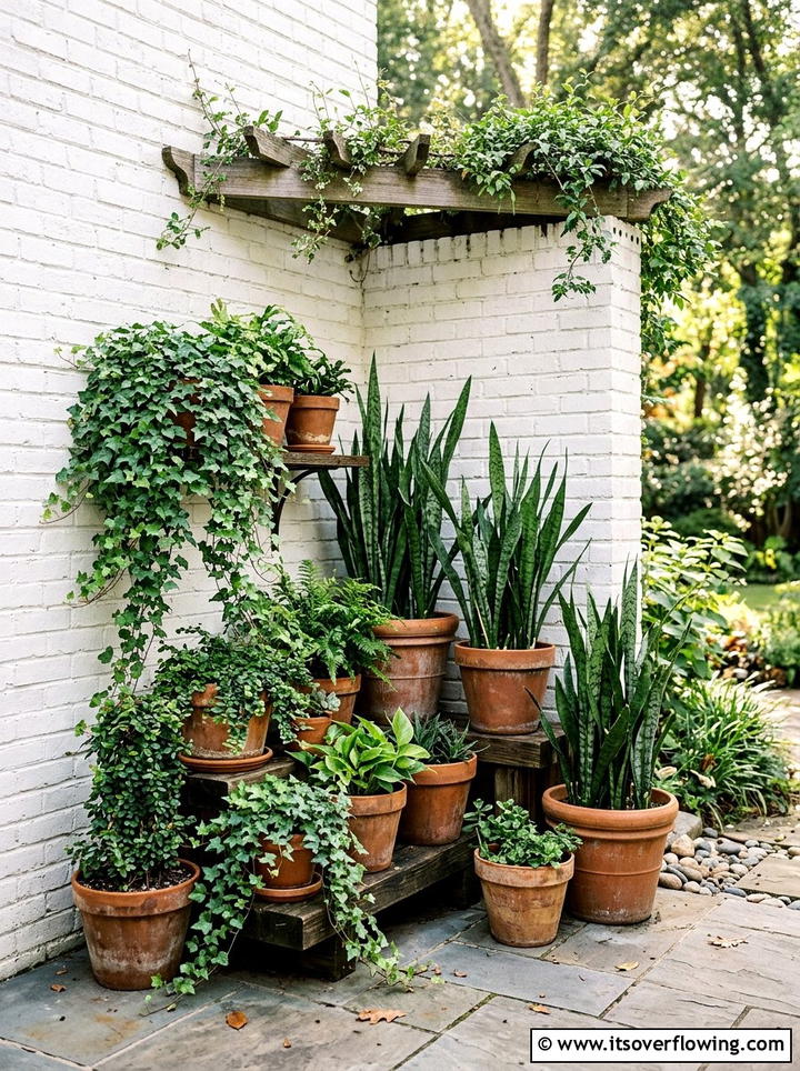 Corner Plant Display - 25 front porch ideas for narrow entry