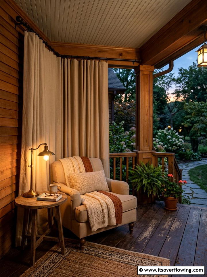 Corner Porch Curtain Rod - 25 front porch ideas with outdoor curtains