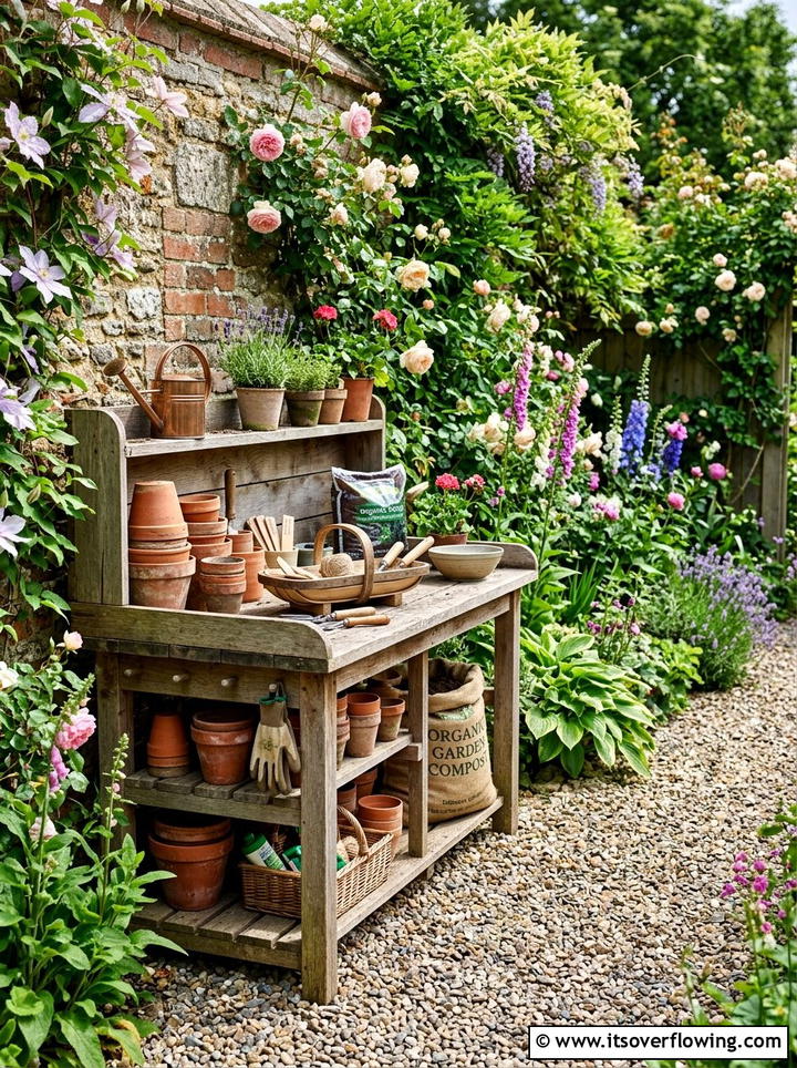 Corner Potting Station - 25 creative garden ideas for corners