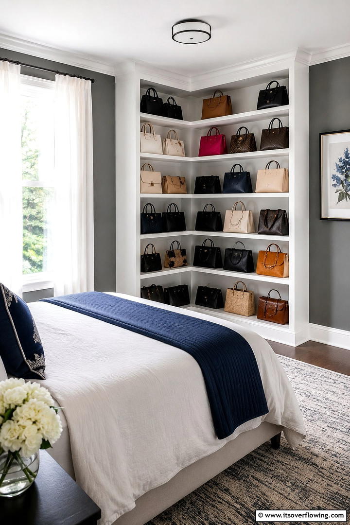 Corner Purse Storage Solutions - 30 Practical Purse Storage Ideas to Organize Handbags