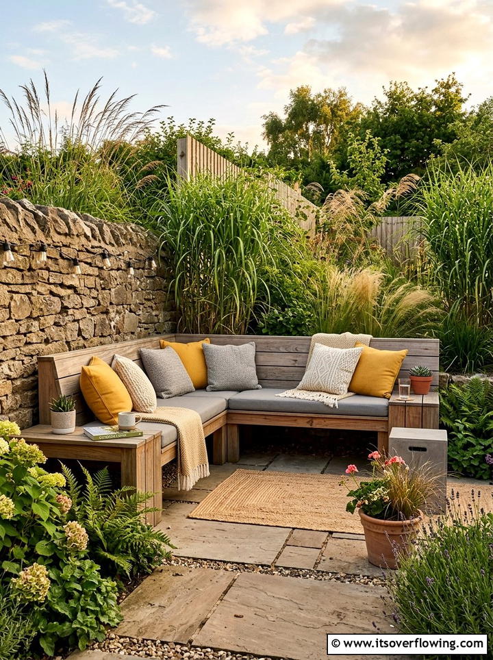 Corner Seating Nook - 25 garden ideas for small spaces