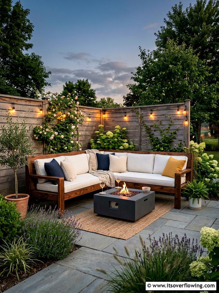 Corner Sectional Bench - 25 backyard ideas with seating area