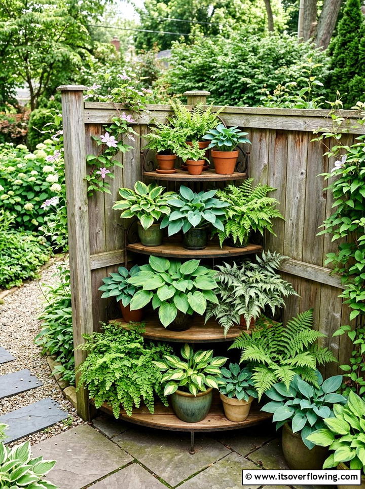 Corner Tiered Plant Rack - 25 garden decor ideas with ladder plant stands