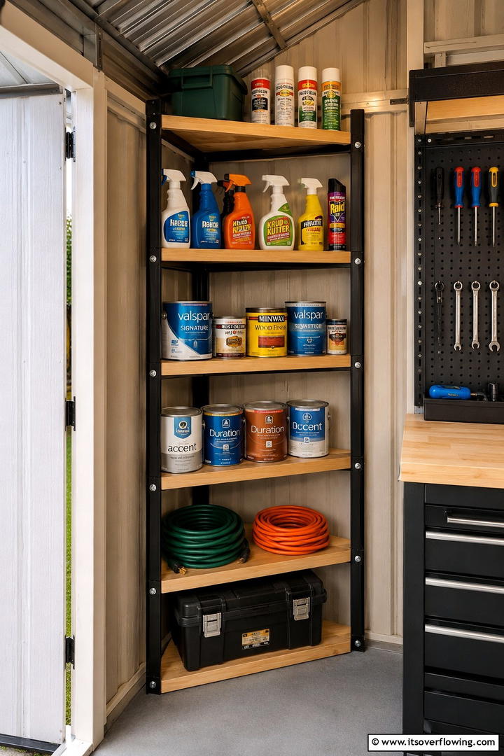 Corner Utility Shelves - 30 Shed Shelving Ideas for Optimal Storage Solutions