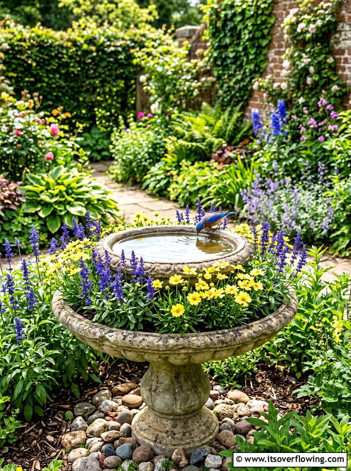 Corner bird bath planter - 25 small garden ideas with corner planters