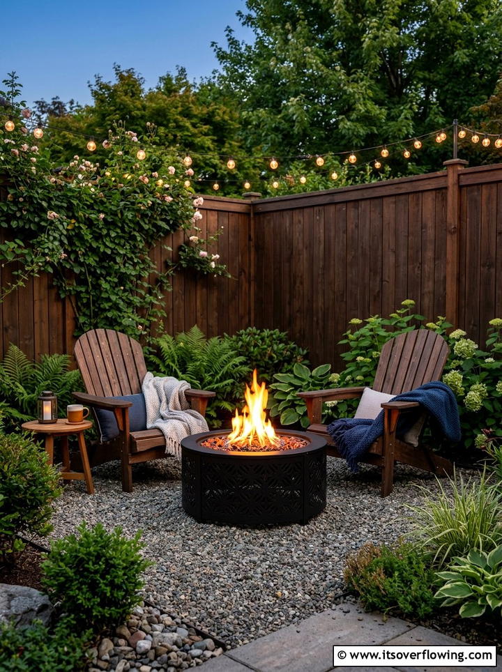 Corner fire pit - 25 backyard ideas for townhouse yards