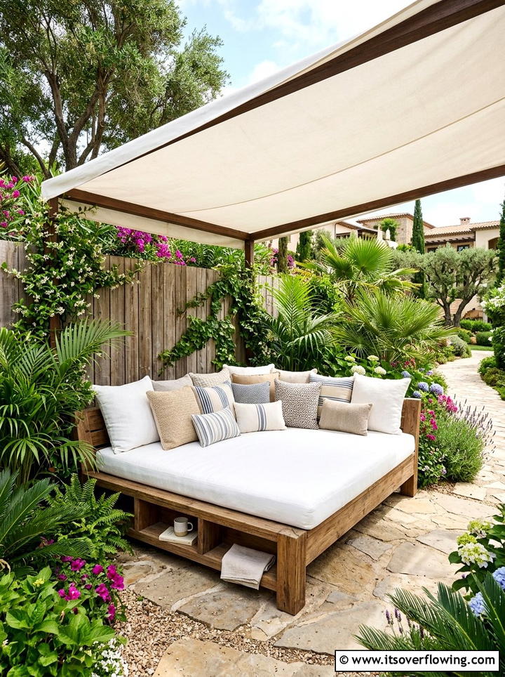Corner garden daybed - 25 creative garden ideas with outdoor reading spaces