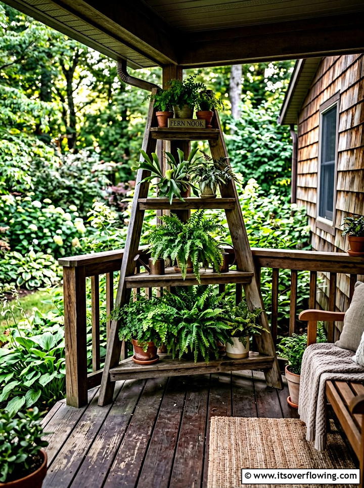 Corner garden ladder - 25 creative garden ideas with ladder planters